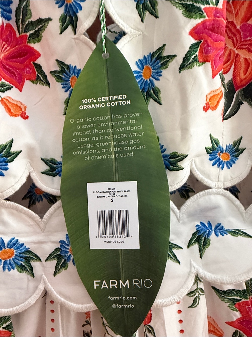FARM Rio White Midi Dress with Multicolor Floral Embroidery - Picture 3 of 4